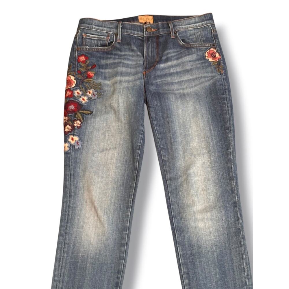 Driftwood Embroidered Floral Marilyn Jeans Size 27 Blue Mid Rise Straight Leg - Picture 11 of 11